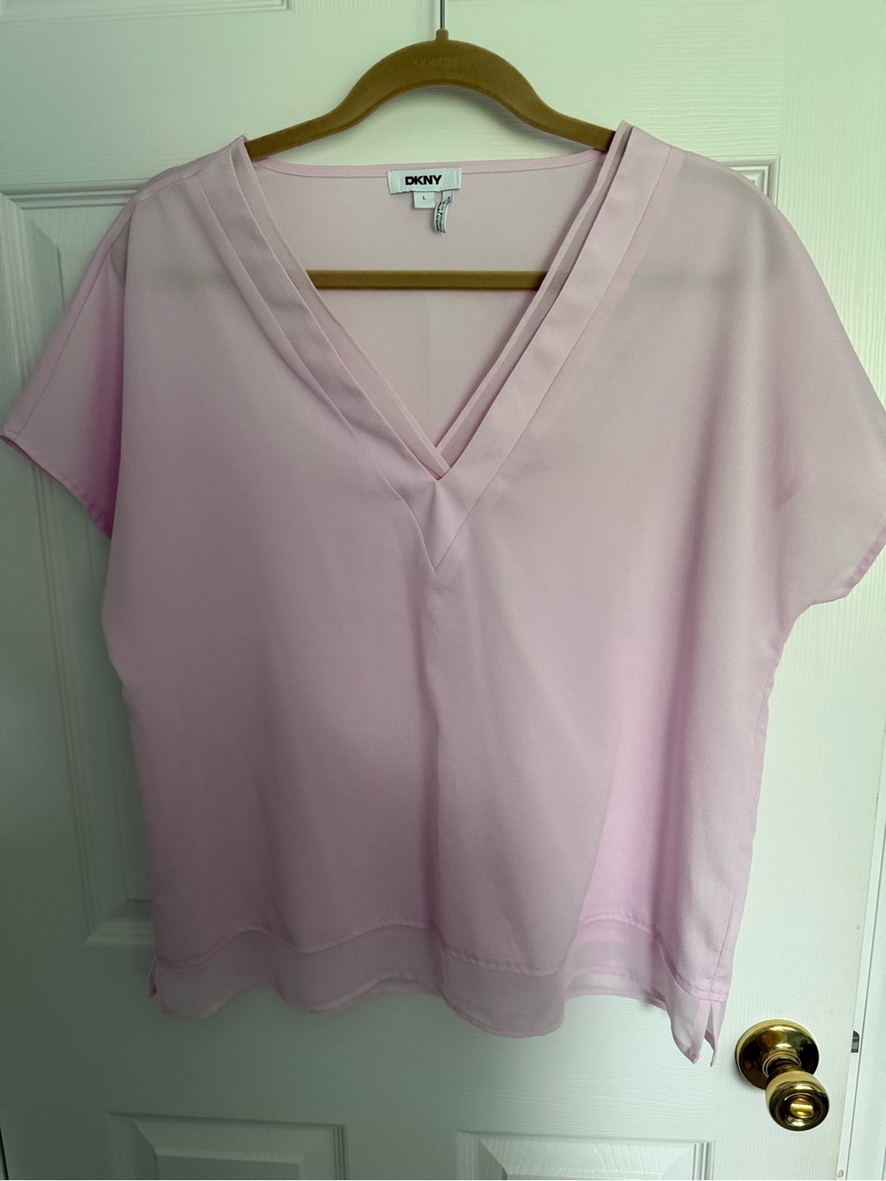 DKNY Pale Pink V-Neck Women's Blouse